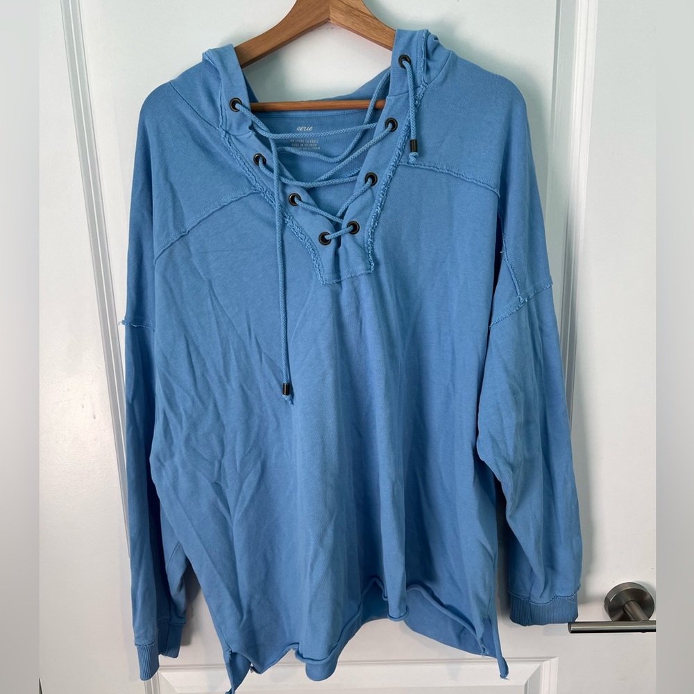 Aerie Oversized Tie Sweatshirt Size Small Coastal